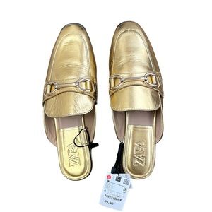 Gold Zara Loafers
